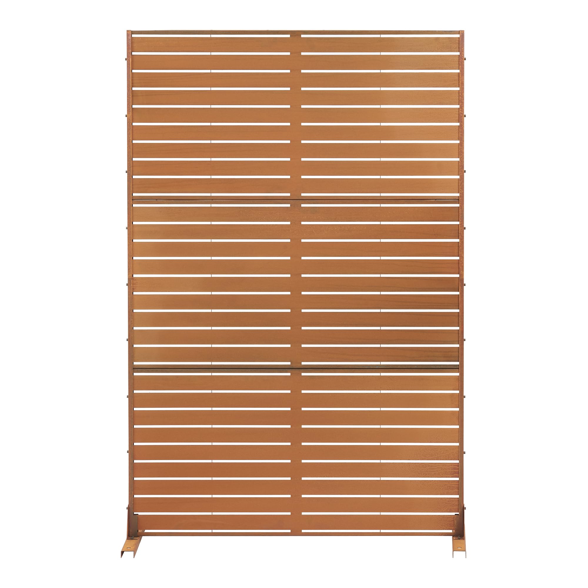 casa.pro Pannello Divisorio da Esterno in Acciaio Corten 180x120 cm Frangivista Decorativo con Doghe Orizzontali per Giardino Terrazzo Balcone Separé Moderno - Marrone Ossidato