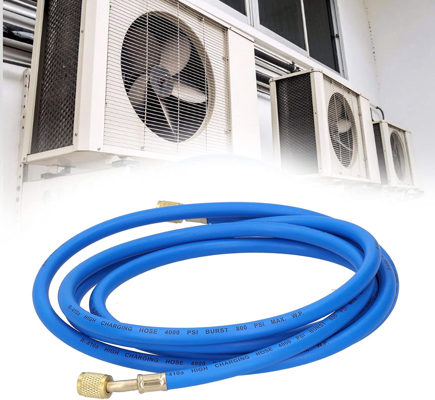 Refrigerant Charging Hose for Air Conditioners, Copper Joints with High Pressure Resistance, Durable Rubber Hose for Fluoride Adding to Refrigeration Equipment (Double-English 3 meters, single)