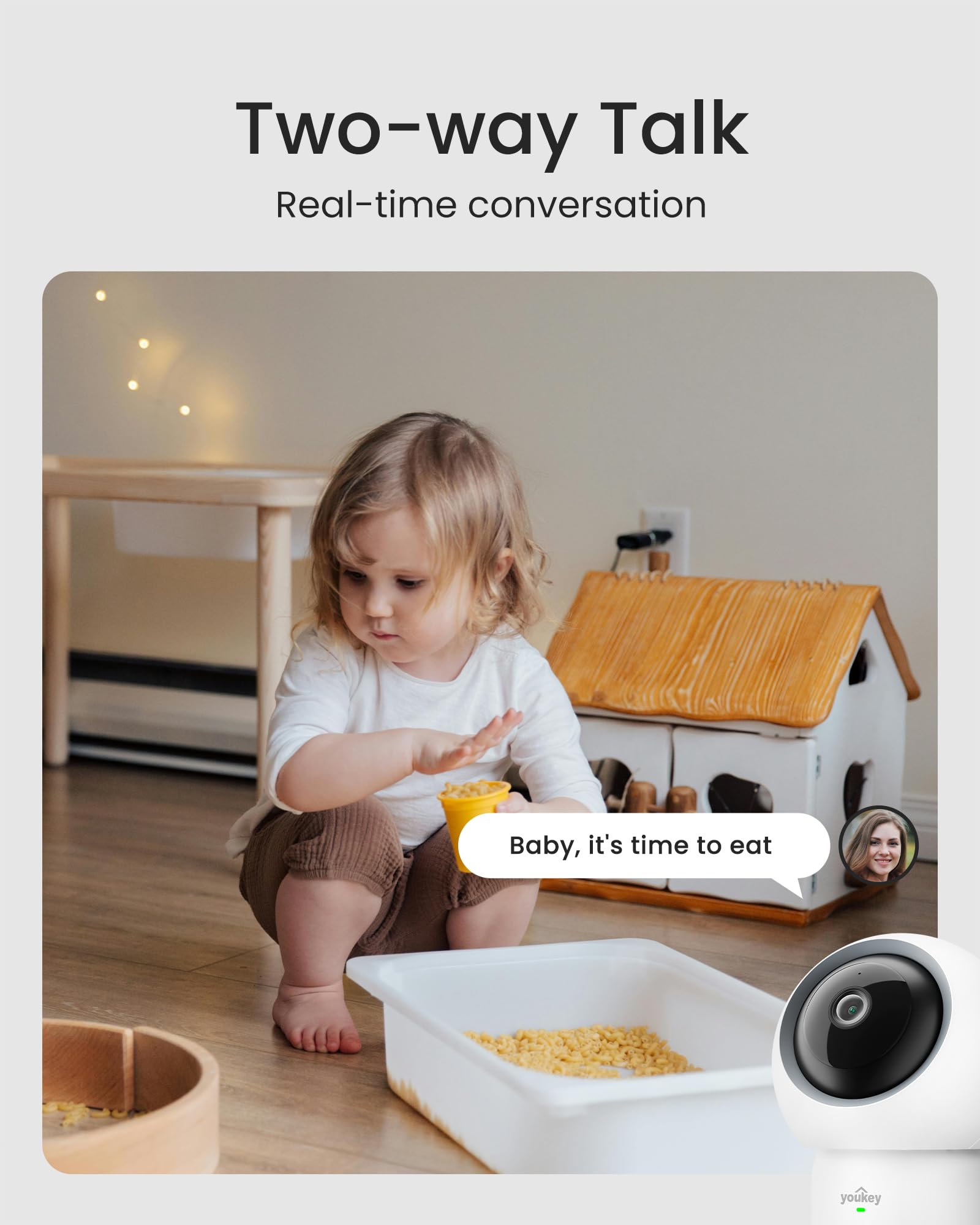 Youkey Cámaras interiores de 2.5 K para seguridad del hogar, cámara WiFi de 5 GHz, monitor de bebé con WiFi de doble banda de 5 GHz/2.4 GHz, emparejamiento Bluetooth, visión nocturna, detección