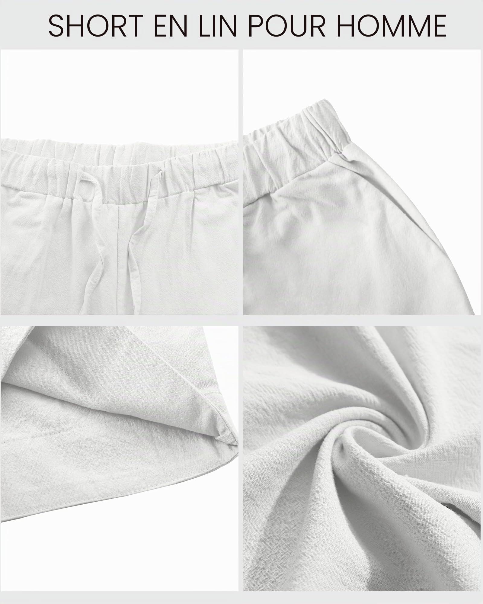 LVCBL Short d'été léger et aéré pour Homme - Coupe Ample - Coupe Ample - Pantalon Court de Loisirs