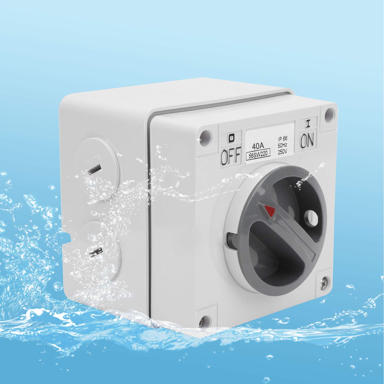 Interruttore Rotante Impermeabile 250V 2 Posizioni 40A Switch Controllo Industriale Esterno On Off Antipolvere