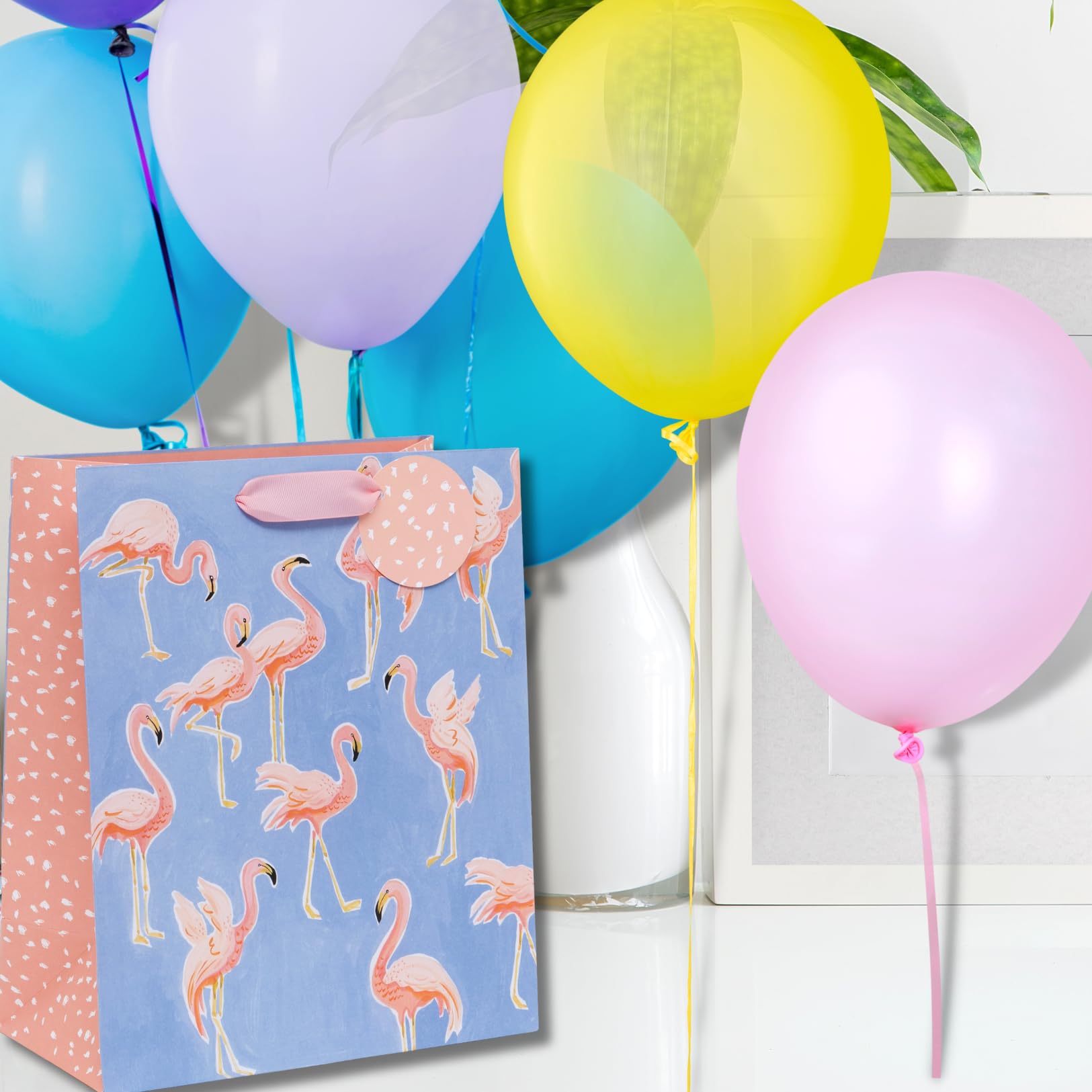 Glick Luxury Large Gift Bag, Flamingo Design Bag for Her Recyclable Bag for Birthdays & Celebrations, 315 x 260 x 135 mm, Pink - Image 4
