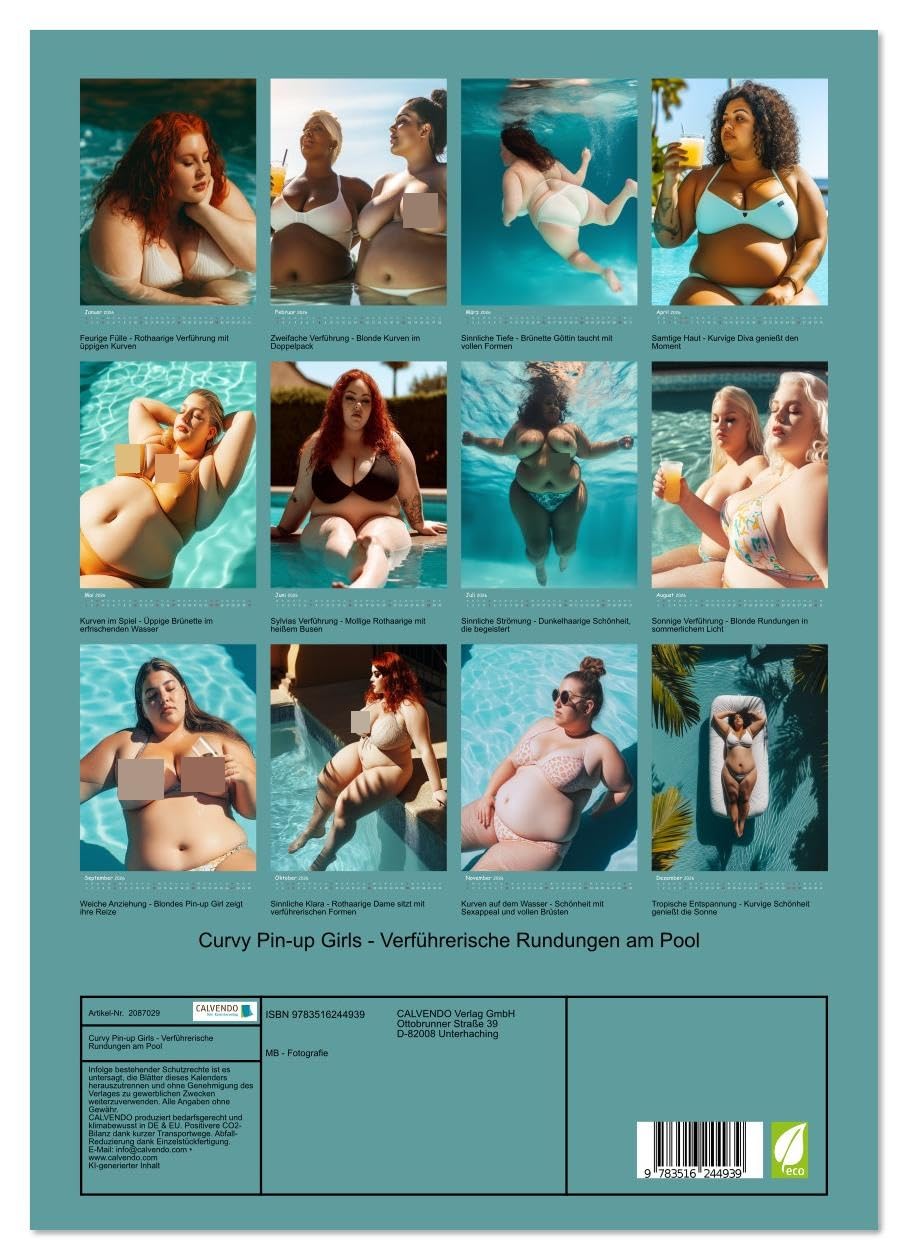 Curvy Pin-up Girls - Verführerische Rundungen am Pool (hochwertiger Premium Wandkalender 2026 DIN A2 hoch), Kunstdruck in Hochglanz: Dicke Frauen sexy ... die mollige Frauen lieben. (CALVENDO Erotik)