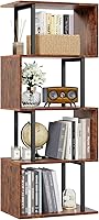 Vista 1 de Furologee 5 Tier Bookshelf, S Shaped Geometric Bookcase, Narrow Freestanding Display Shelves, Modern Wood Decorative Storage Rack for Bedroom