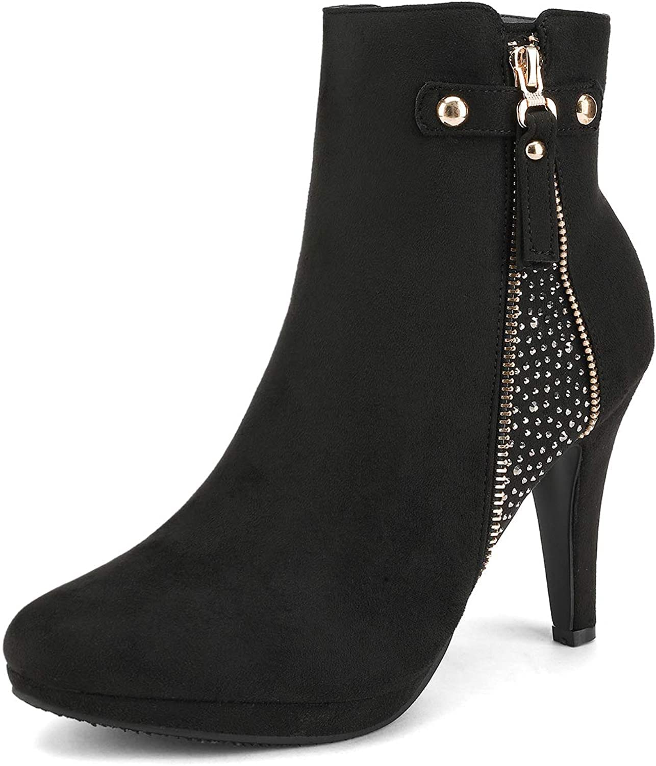 DREAM PAIRS Womens Ankle Boots High Stiletto Heel Booties Fashion Zipper Short Boots