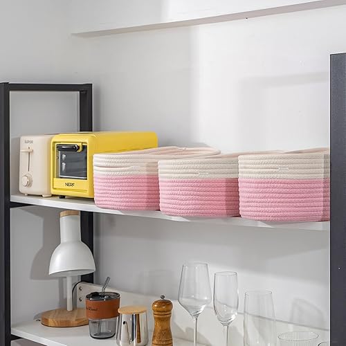 Miniatura 7 de CubesLand Cestas de almacenamiento tejidas con cuerda, cesta organizadora pequeña para el cuarto de bebé, contenedores rectangulares de