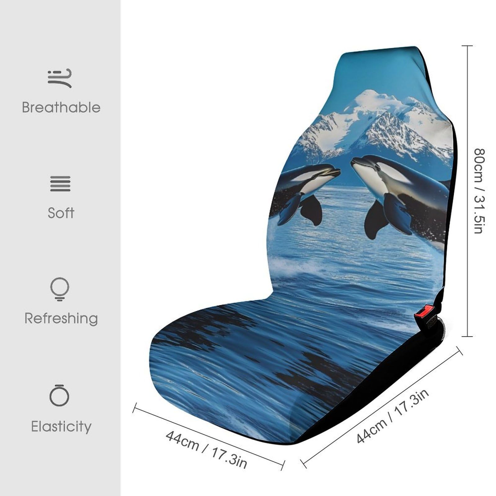 Animal Orcas Iceberg Car Seat Covers Universal Car Front Seats Protector Auto Interior Accessories 1PCS