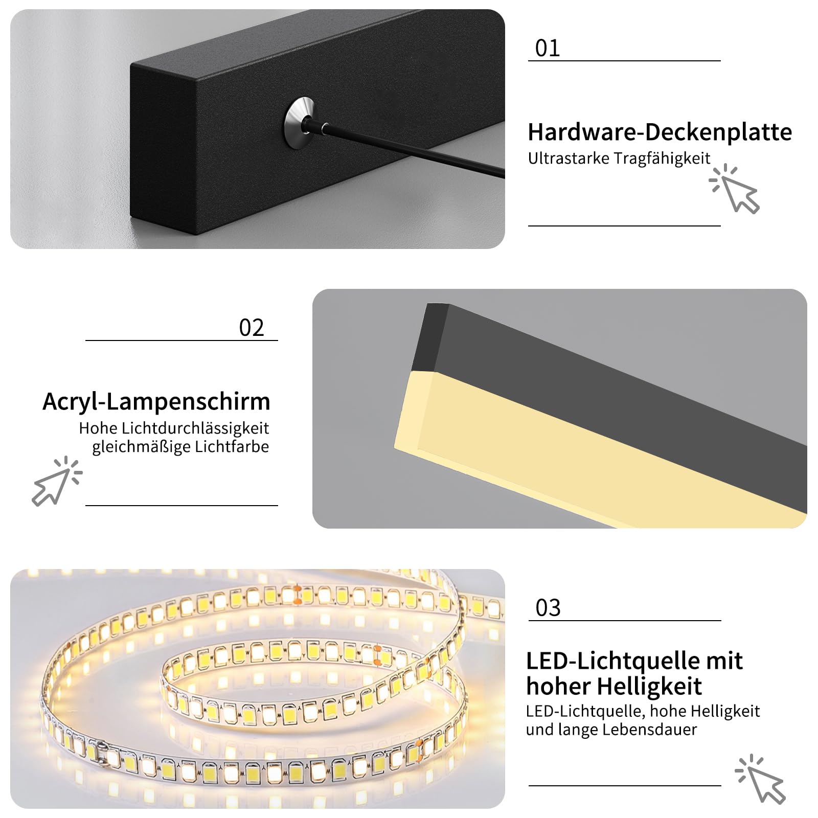 Mikeru Lampada a Sospensione Dimmerabile da 80CM, Lampada a Sospensione Lineare a LED 10%-100% Luce a Sospensione per Isola Cucina con Funzione di Memoria 3000K-6000K Lampada a Sospensione Moderna