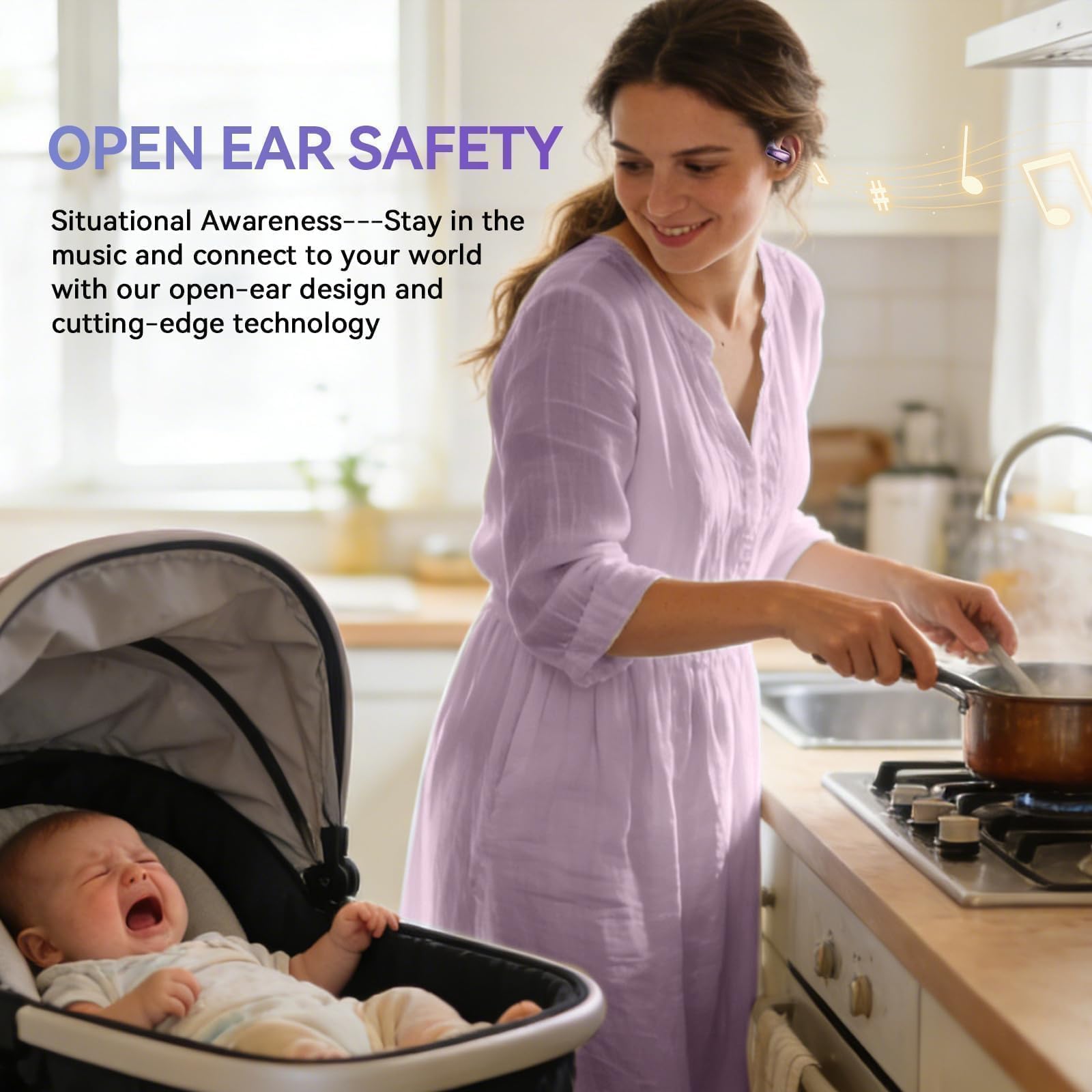 Xmenha Over Open Ear Earbuds Wireless Bluetooth Open Ear Headphones Air Conduction Earbuds that Don't go in Your Ear with Over-Ear Hooks Running Headphones — view 6
