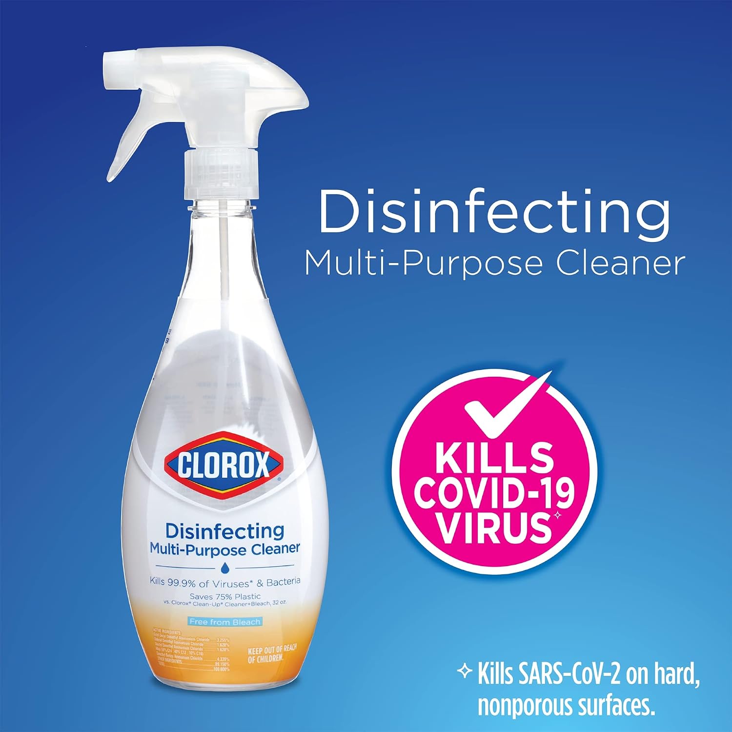 Clorox Disinfecting Multi-Purpose Cleaner Starter Kit with One Reusable Spray Bottle with 2 Refill Cartridges