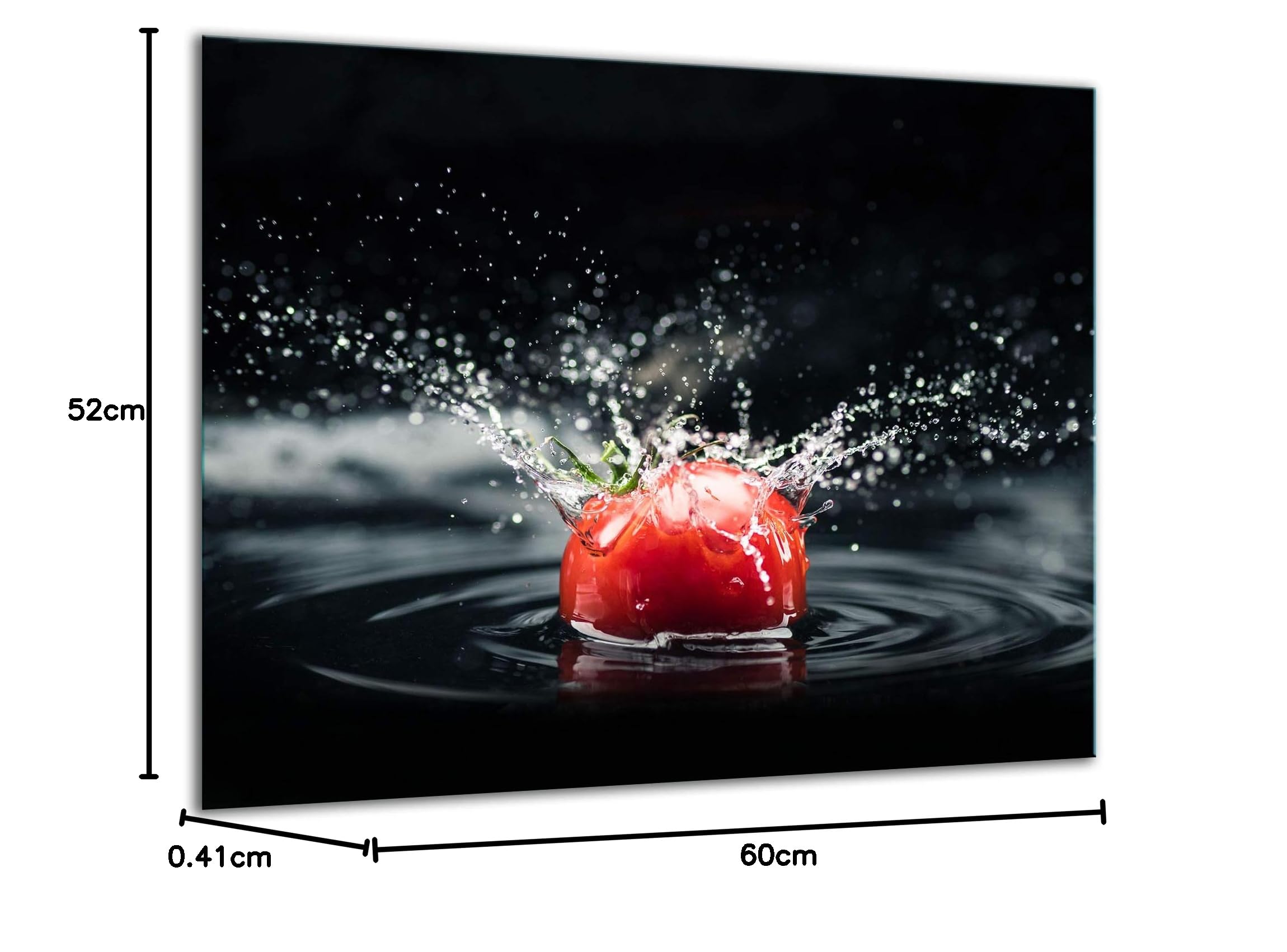 TMK | Placa protectora para vitrocerámica, 60 x 52 cm, de cristal, eléctrica, inducción, protección contra salpicaduras, placa de cristal, decoración para cortar tomate
