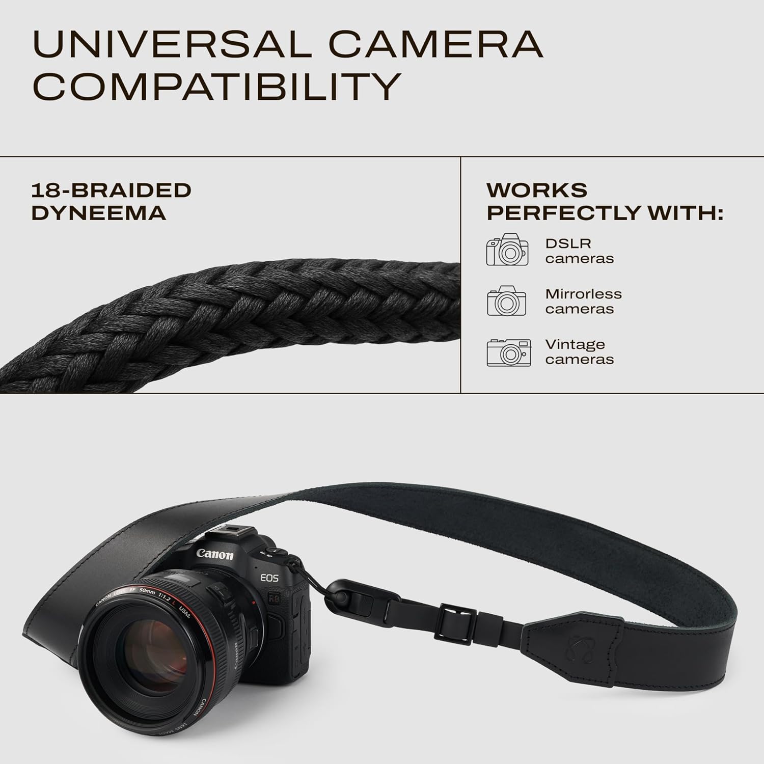 C Coiro Classic Leather Camera Strap with Quick Release, Sling Neck DSLR SLR Camera Shoulder Strap for Photographers