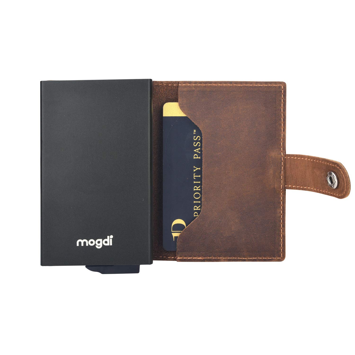 Mini Premium Herren Geldbörse, RFID/NFC Schutz, Slim Wallet mit Münzfach, Druckknopf & Kartenetui, aus A++ Echtleder, bis zu 6 Karten, Business Portmonee für Männer
