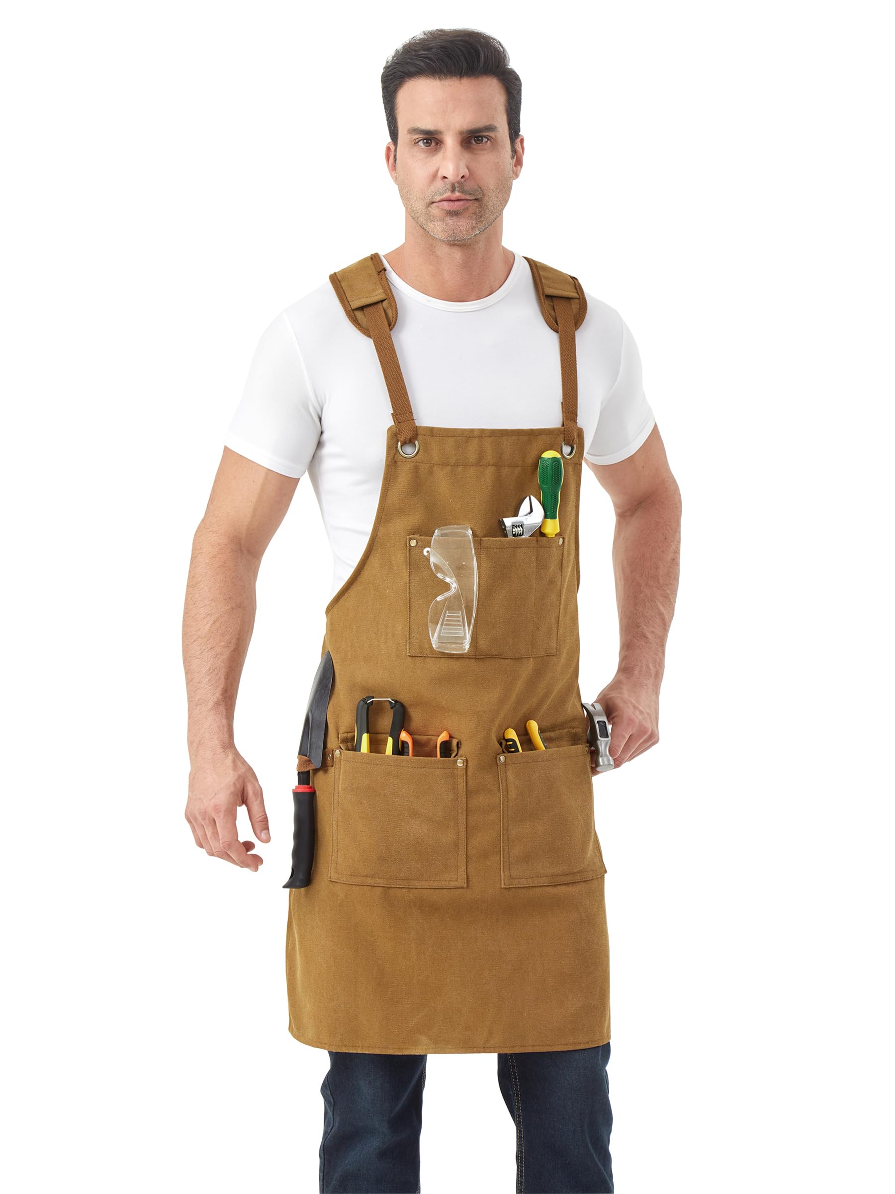 Nanxson Männer Segeltuch Schürzen wasserdicht Arbeitsschürzen, Werkzeugschürze mit Taschen für Garten, Industrie, Malen