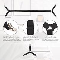 Vista 4 de Luyena - Correas para sábanas de cama, 4 + 1 soporte de clips para sábana bajera, clip triangular mejorado para esquina, correa elástica ajustable