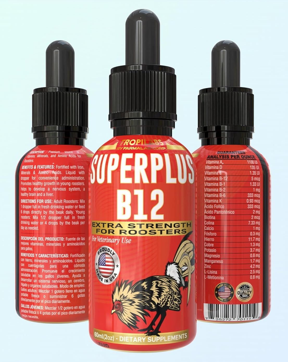 vitamin b12 injectable for gamefowl Amazon.com: Farmalab Veterinary Super Plus Superplus B-12 Extra Strength for Roosters Superplus para Gallos Birds Poultry Gamefowl : Patio, Lawn & Garden