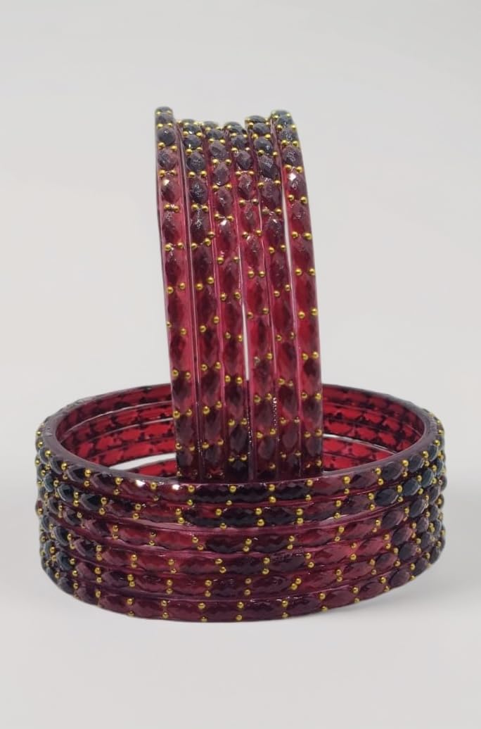 Shree Kreeti Raindrop Glass Bangles with Golden Beads for Women and Girls Pack of 12 Wedding, Baby Shower Bangles