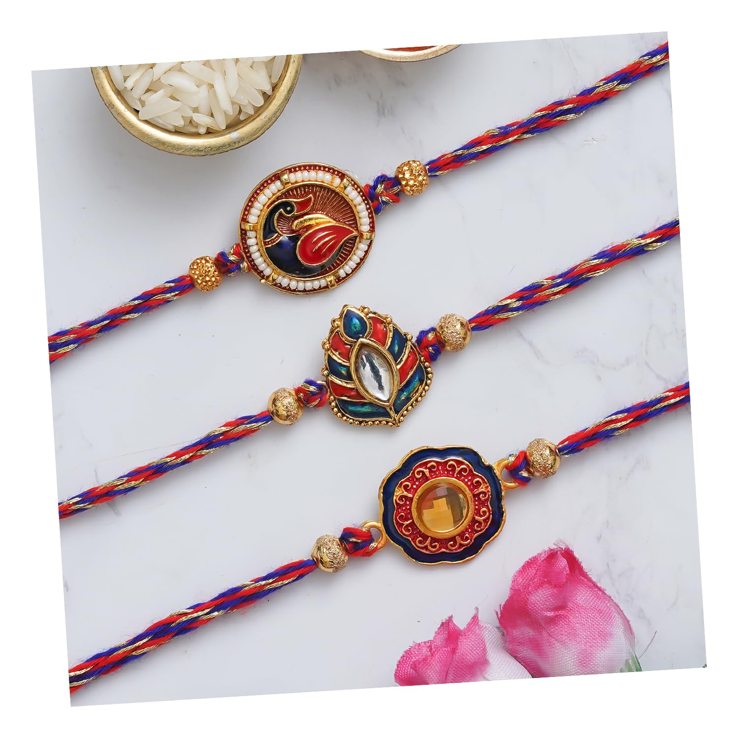 See full amazon price history chart for eCraftIndia Multicolor Set of 3 Semi Precious Stone Designer Rakhis with Roli Chawal Pack - Rakhi for Brother, Bhaiya, Bhai eCraftIndia Multicolor Set of 3 Semi Precious Stone Designer Rakhis with Roli Chawal Pack - Rakhi for Brother, Bhaiya, Bhai (B0C6PY2BF7) Amazon Price History, Amazon Price Tracker