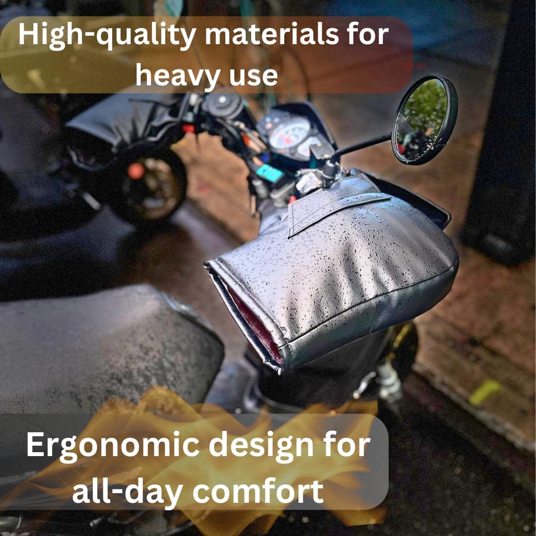 12V Heated Motorcycle Handlebar Mitts – Waterproof Electric Handlebar Muffs for Winter Riding and Cold Weather Protection