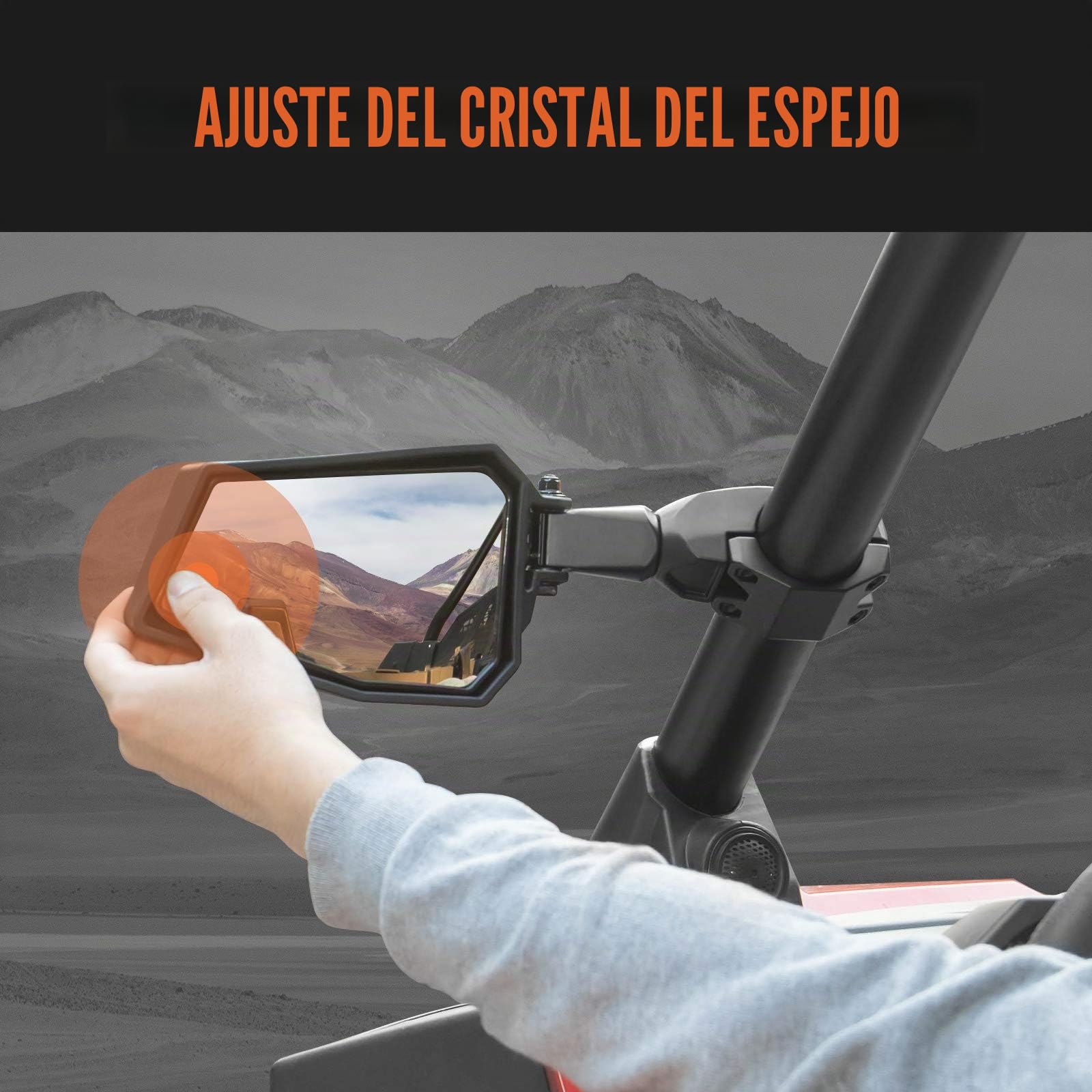 KEMIMOTO, Espejos laterales compatibles UTV con retrovisores Polaris RZR Talon Can Am, funciona con jaula de barra antivuelco de 4,5 a 5 cm, Negro, azul, rojo y naranja