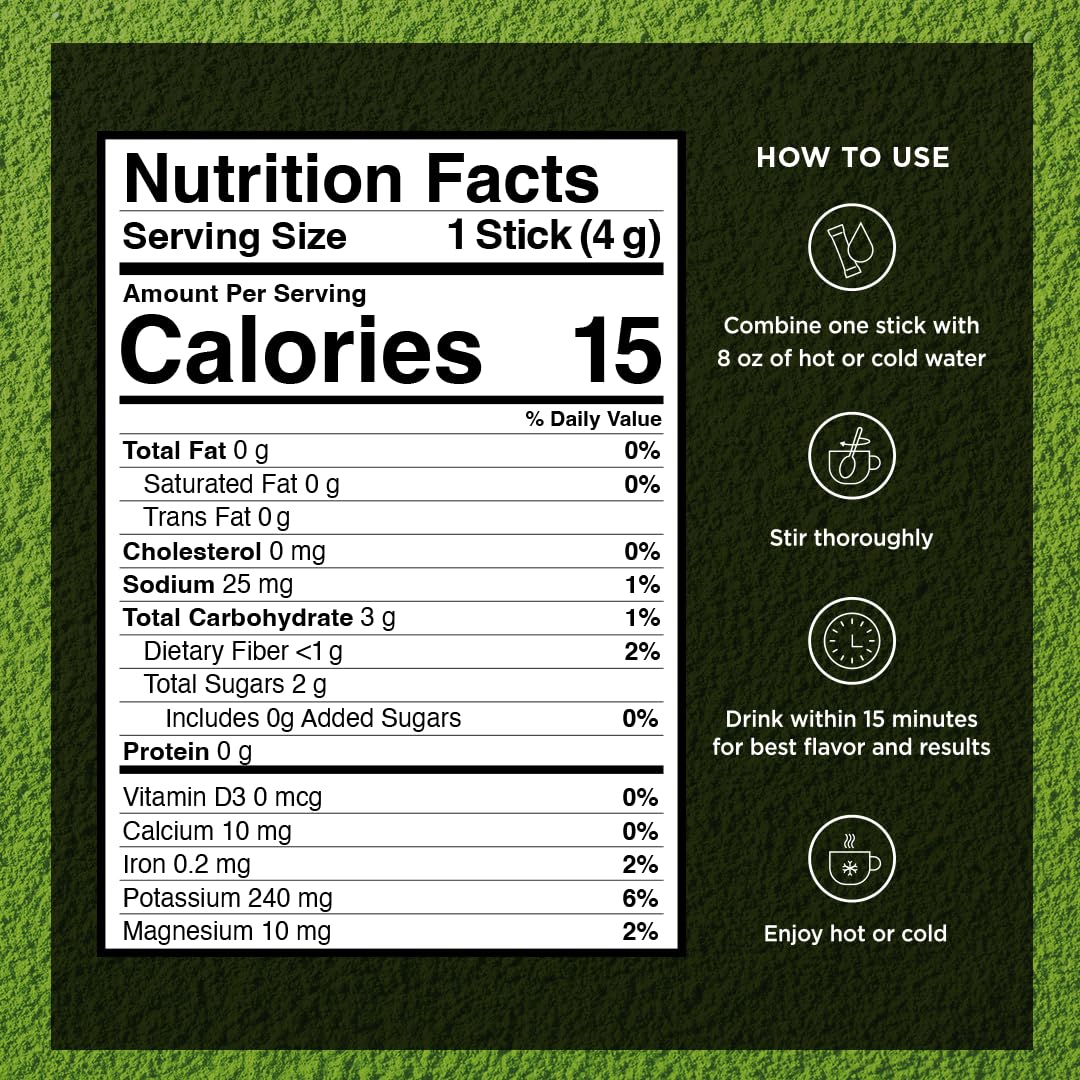 VitaCup Hydration Matcha Instant Packets for Natural Energy and Detox w Electrolytes Ceremonial Grade Organic Matcha Coconut Water — view 2