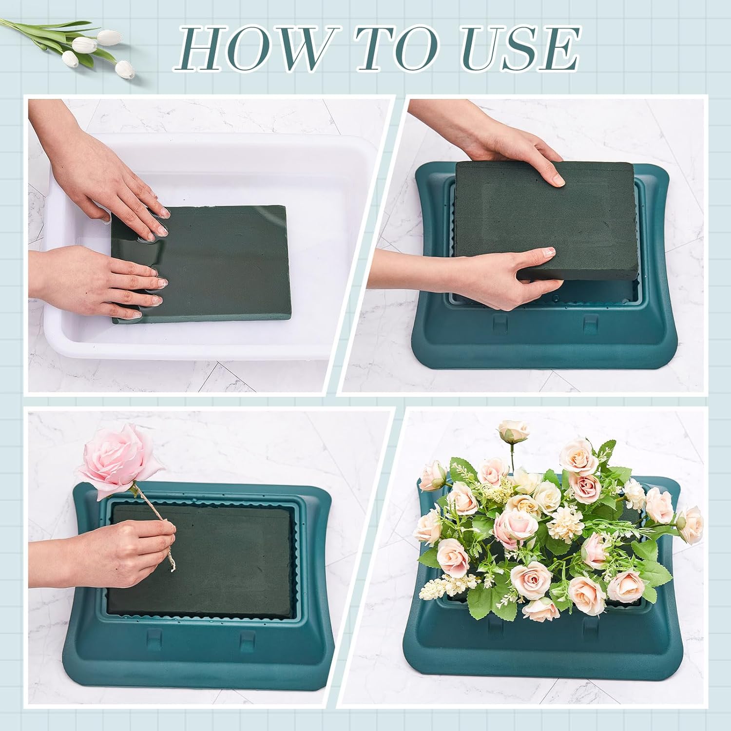 Jingmore 3 Pcs Plastic Floral Casket Saddle 2.75'' x 11.25'' x 12.75'' with 3 Floral Foam Blocks Casket Spray Funeral Flowers for Funeral Arrangements Craft Cemetery Decor Honoring a Life Home