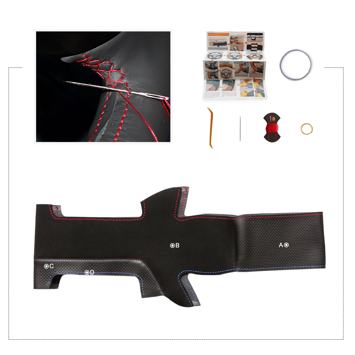 Personalizado negro de piel funda para volante de coche para Jimny 2007 – 2012