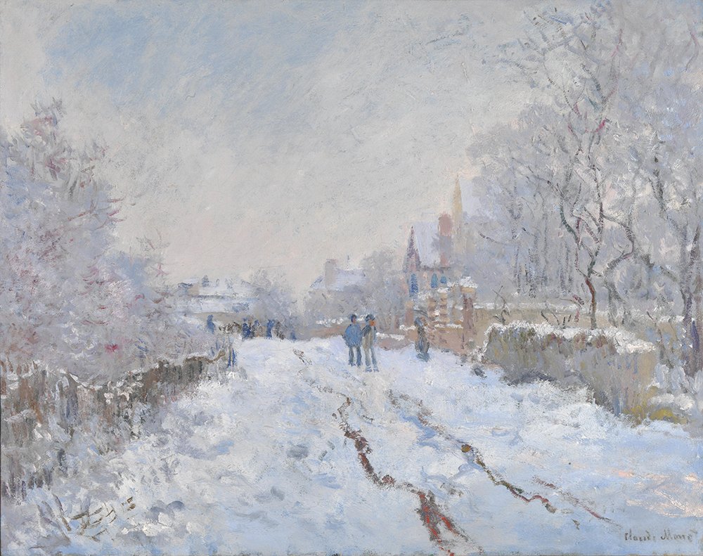 Lámina Monet Snow at Argenteuil con marco para decorar salones pequeños con encanto