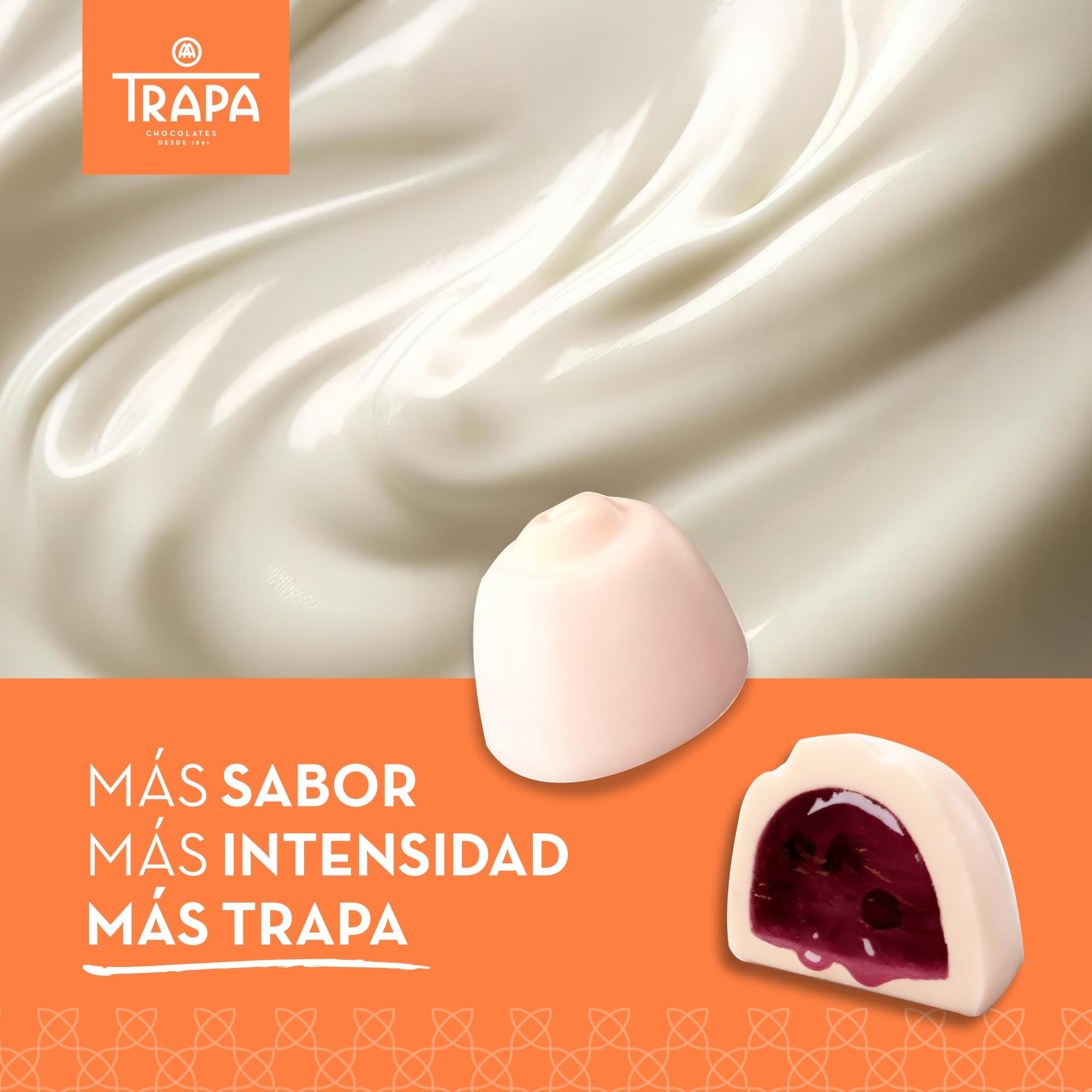TRAPA | Surtido de Bombones de Chocolate Blanco | Caja de 2 Sabores, 105 g | Sin Gluten y Sin Aceite de Palma
