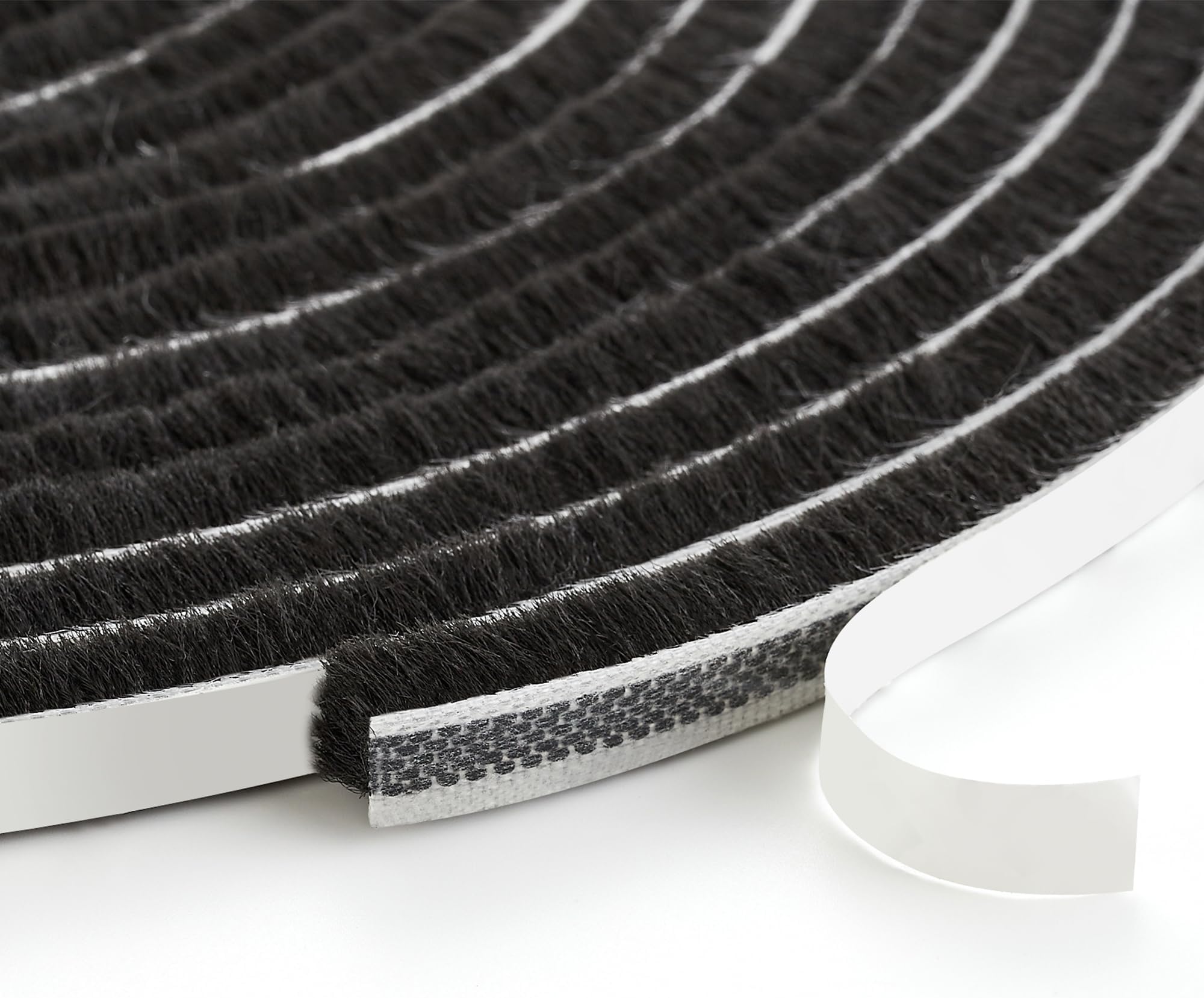 33 Ft Window Seal Strip, 0.6 inch x 0.35 inch Sliding Door Weather Stripping, Pile Self Adhesive, Noise Blocker, Black