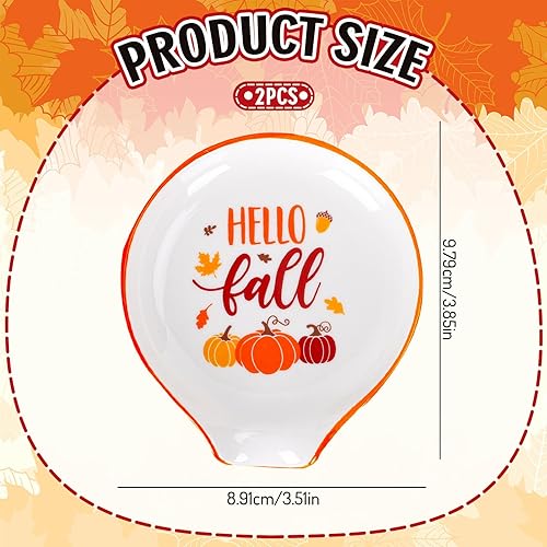 Miniatura 2 de Whaline Soporte para cucharas de otoño, calabaza de otoño, camión, cuchara de café, soporte de cucharadita de cerámica para salsas, plato para
