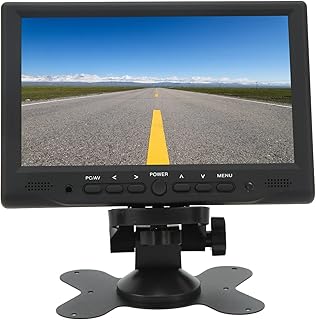 Monitor LED TFT de 7 Polegadas, Mini TV Portátil Sem Tela Sensível Ao Toque Com Entrada VGA/HDMI/AV/DC, Monitor LED de Controle Remoto Com Alto-falantes Duplos Com Suporte de (Plugue da UE máximo de 30 W)