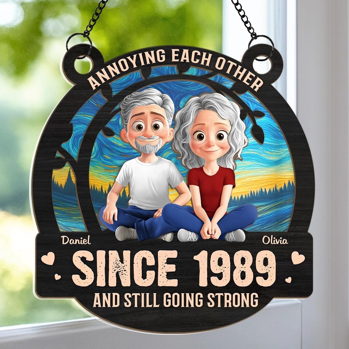 Annoying Each Other Since, Personalized Husband and Wife Sun Catchers, Custom Suncatchers for Windows Hanging, Wedding Birthday Gifts for Her Him, Couple Anniversary Suncatcher