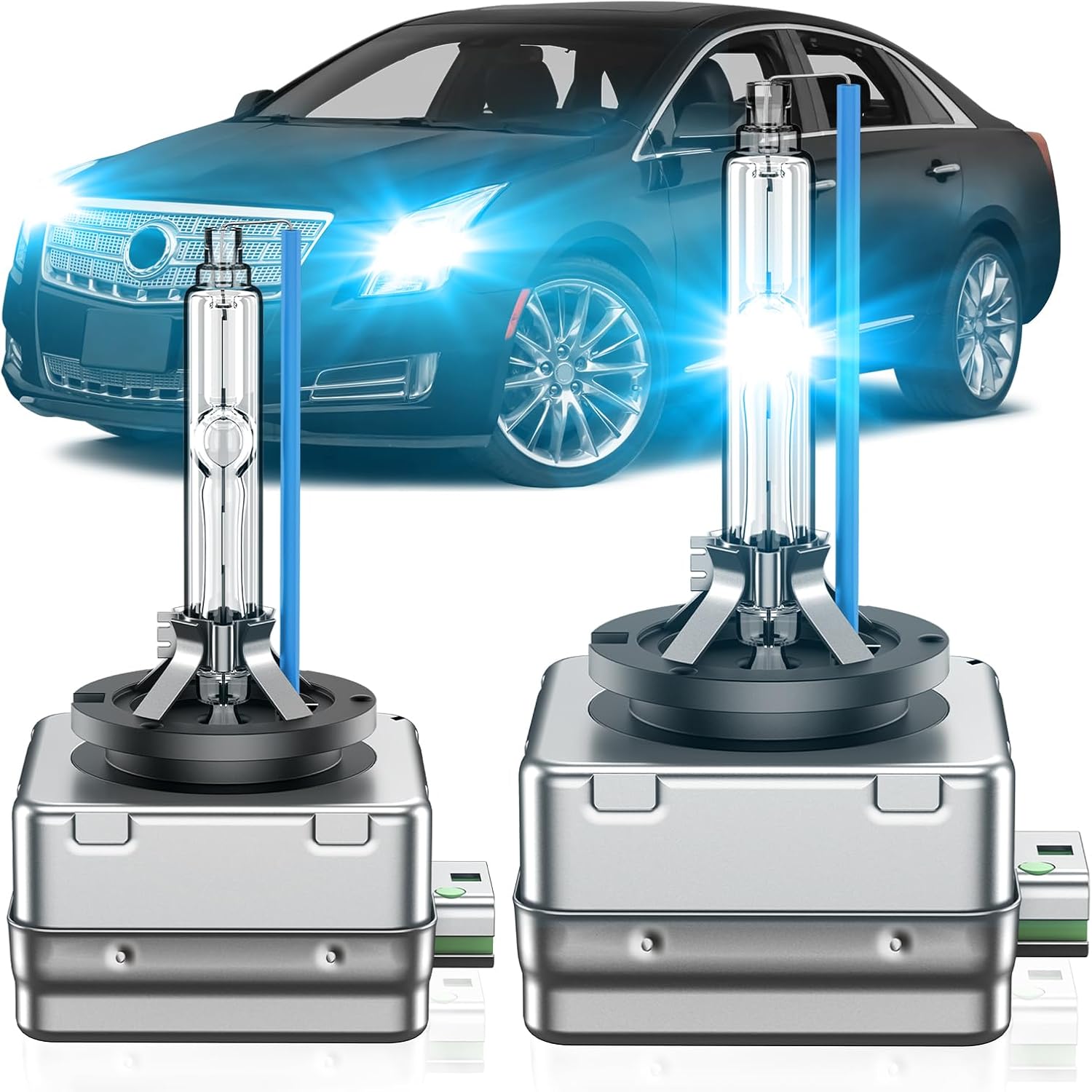 D3S HID Bulb Fit for 2013-2017 Cadillac XTS ATS VSport Premium Luxury 13587843 OEM 35W Projector D3S Xenon Headlight Bulbs Replace, 8000K Blue Super Bright D3SC1 Bi-xenon Light, Pack of 2