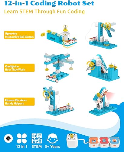 Miniatura 5 de Robot de codificación A3 para niños, juego de construcción STEM de bloques de codificación de múltiples sensores, tutorial basado en historias 12 en