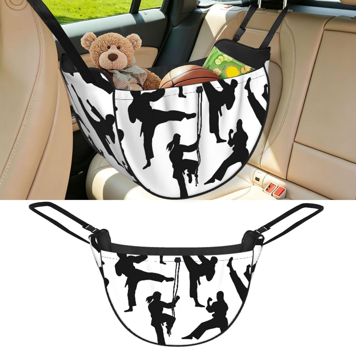 Augenstern Kung Fu Silhouette Car Backseat Organizer Bag For Road Trips
