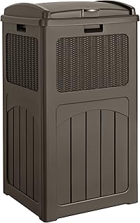 Devoko 33 Gallon Outdoor Trash Can, Hideaway Garbage Bins with Tiered Lid, Waterproof Resin Outside Waste Bins for Patio, Outside Pool, Backyard and Deck(1, Deep Brown)