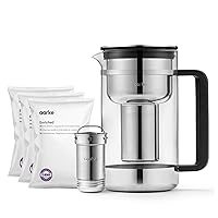 Vista 12 de Aarke Purificador - Jarra de filtro de agua de vidrio y acero inoxidable de alta calidad, sistema de filtro recargable y gránulos, jarra de 2.8 L
