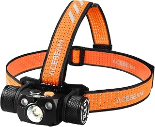 ACEBEAM H30 Brightest Headlamp Max 4000 High Lumens White Light + Red Light + CRI 90+ Light, Head Lamp Outdoor Led Rechargeable, Best Head Lights for Camping, Hiking, Searching and Hunting