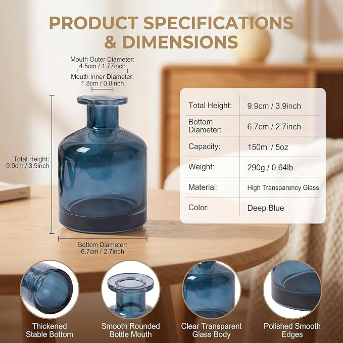 Difusor de Aromaterapia de Vidrio Azul 150ml miniatura 3
