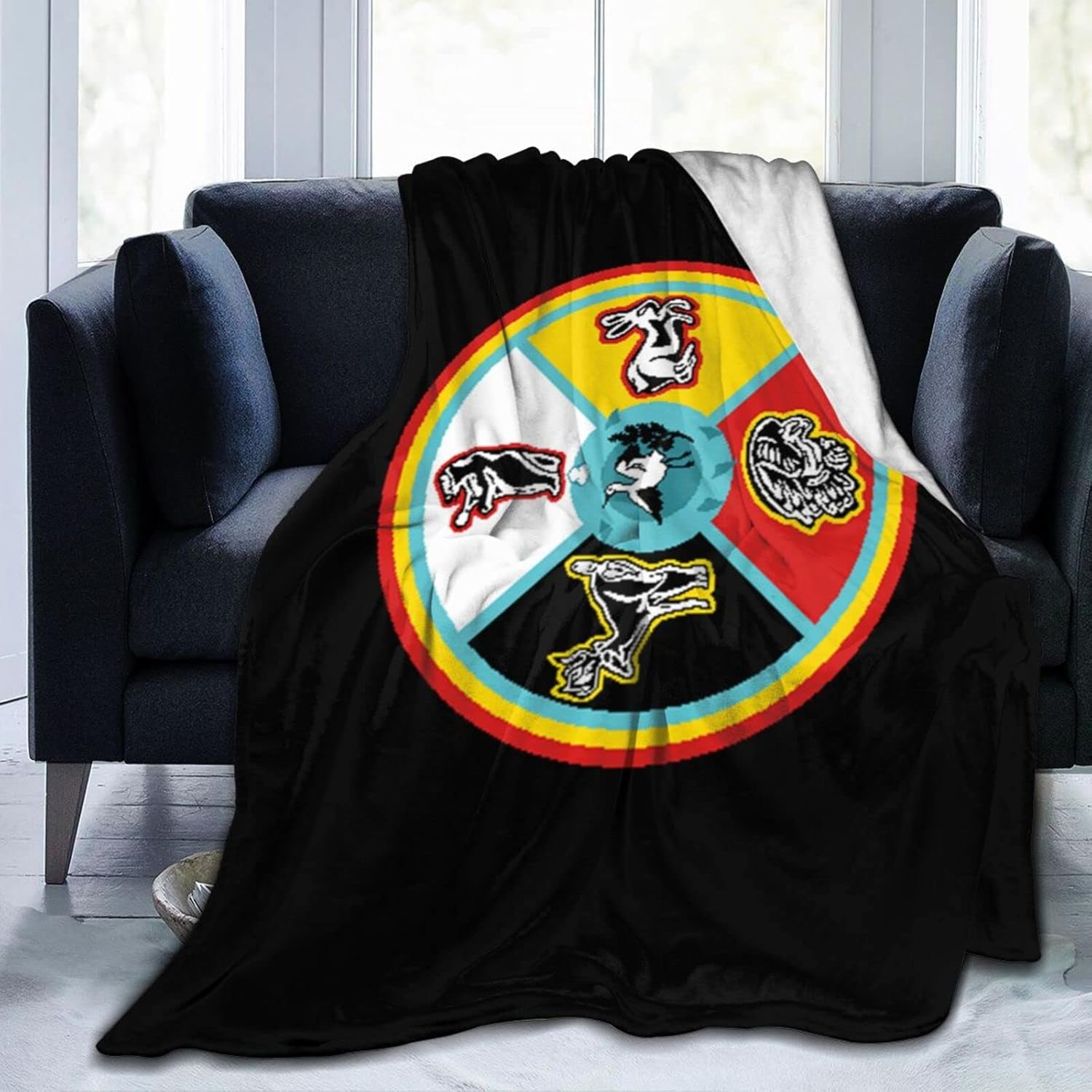 Flag of The Sault Ste Marie Tribe of Chippewa Indians of Michigan Throw Blanket for Couch Bed Sofa Super Soft Cozy Blankets 80"x60" Textured Flannel Throw Blanket