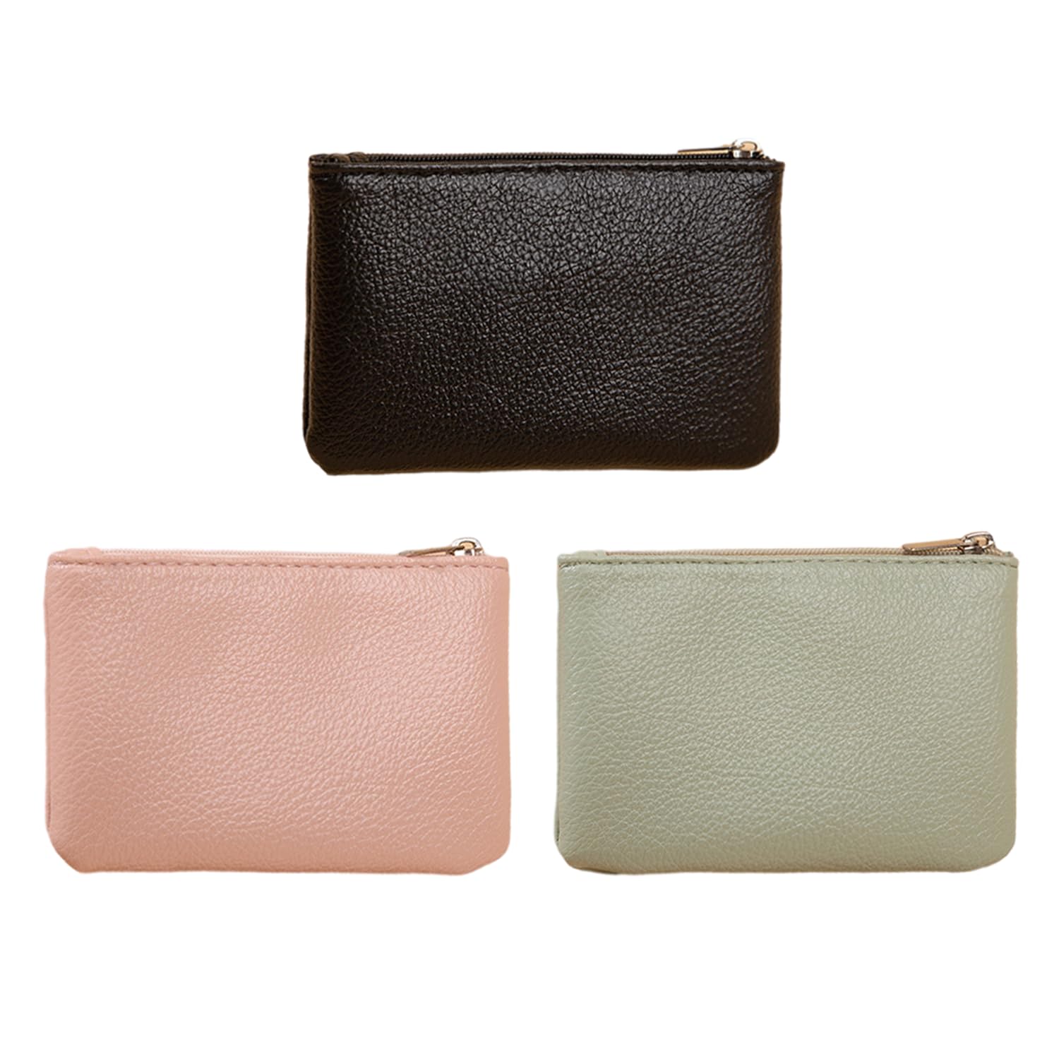 Mini monedero de 3 piezas con cremallera - Cartera suave para guardar monedas, llaves y objetos pequeños