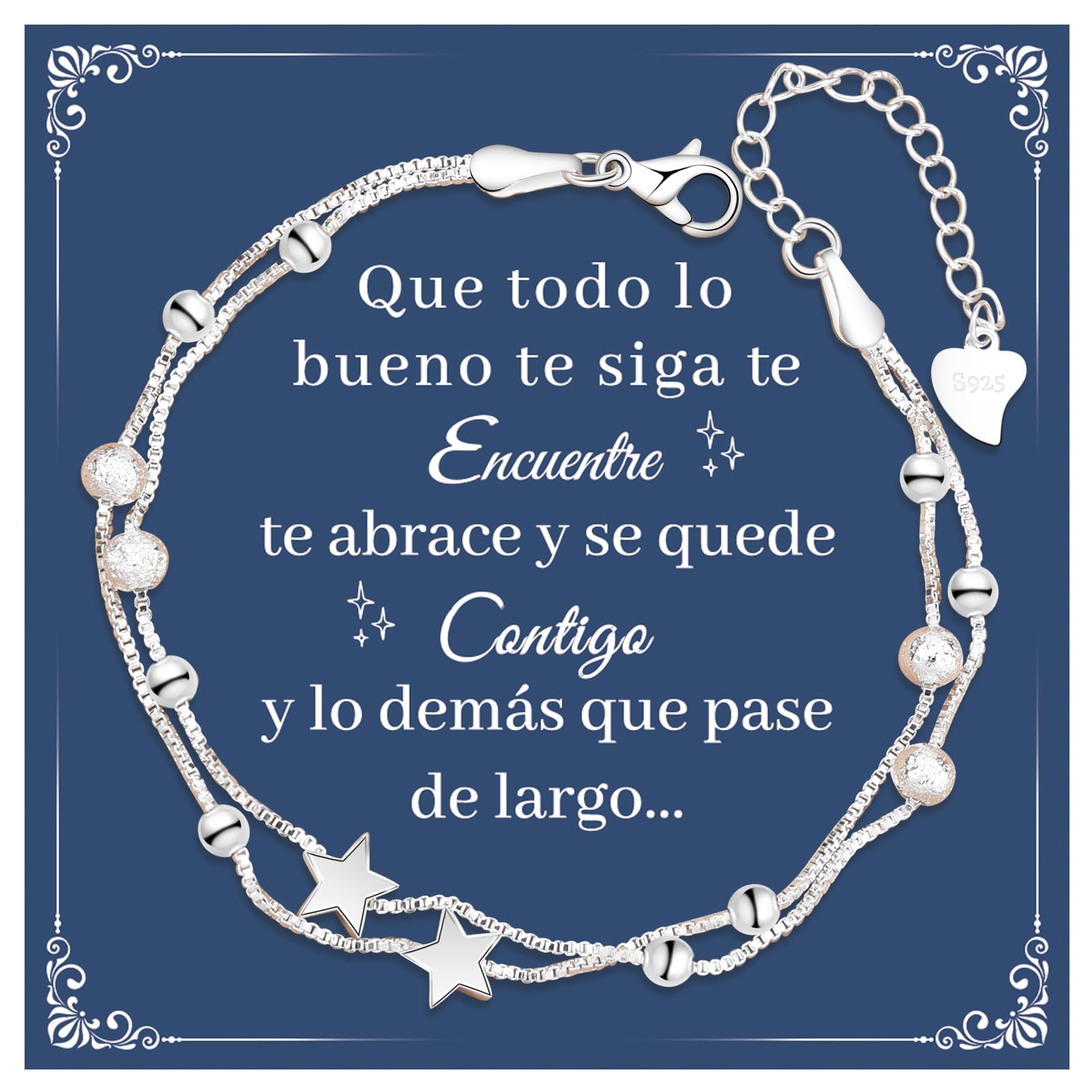 CheersLifeRegalos Para Mujer Pulsera Mujer Plata De Ley 925 Regalo Cumpleaños Mujer Hijas Amigas Hermanas Colegas Novias Novias Mamá Navidad Regalos Creativos Cuentas Pulsera,Regalo de Graduación