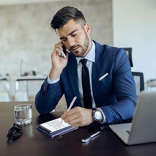 Vista 28 de Juego de 13 bloc de notas de bolsillo, incluye soporte de cuero para bloc de notas, paquete de 10 recambios de cuaderno pequeño de 3 x 5 pulgadas