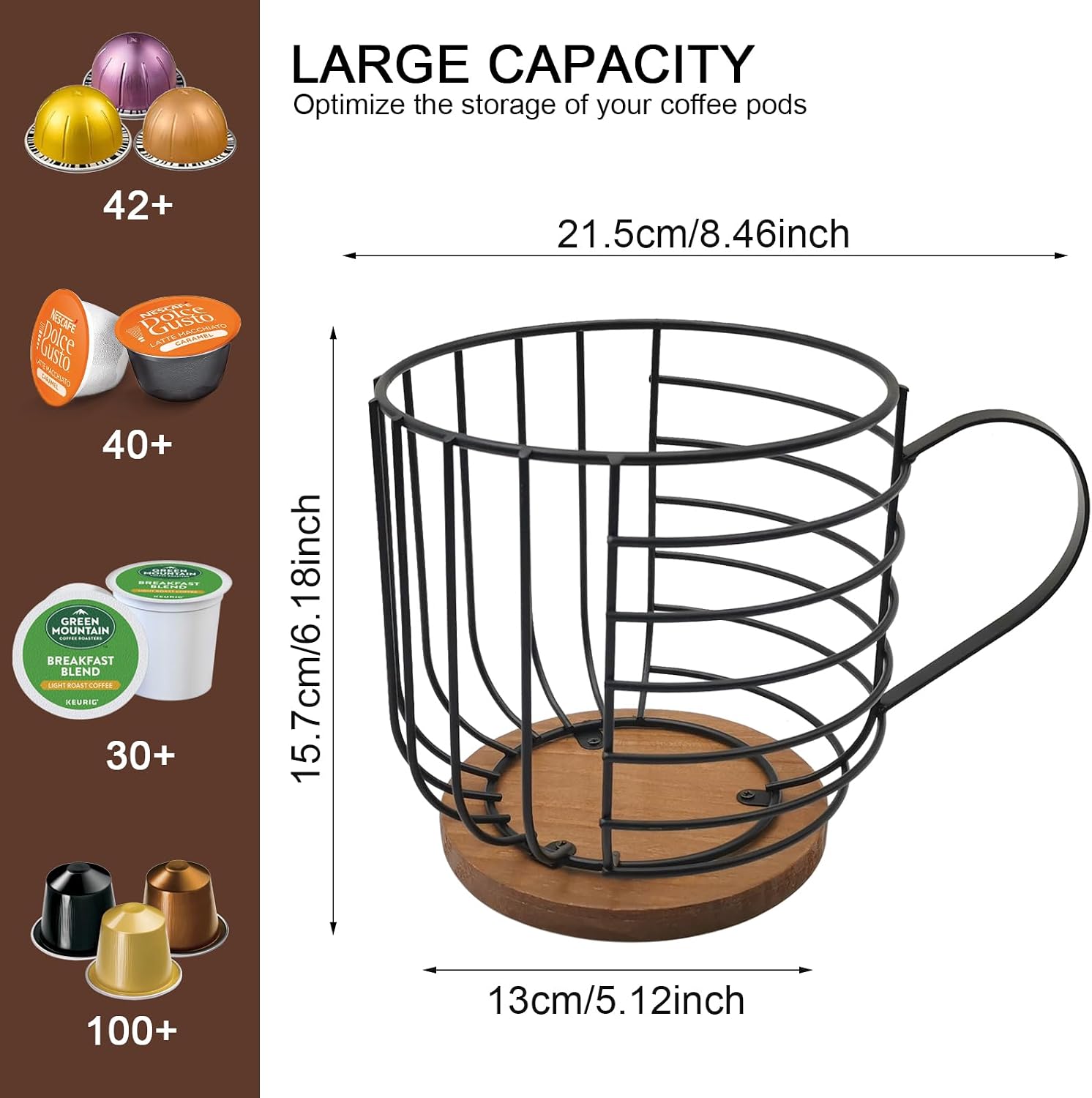 Coffee Pod Holder Organizer, Capacity K Cup Holder and Espresso Pod Holder