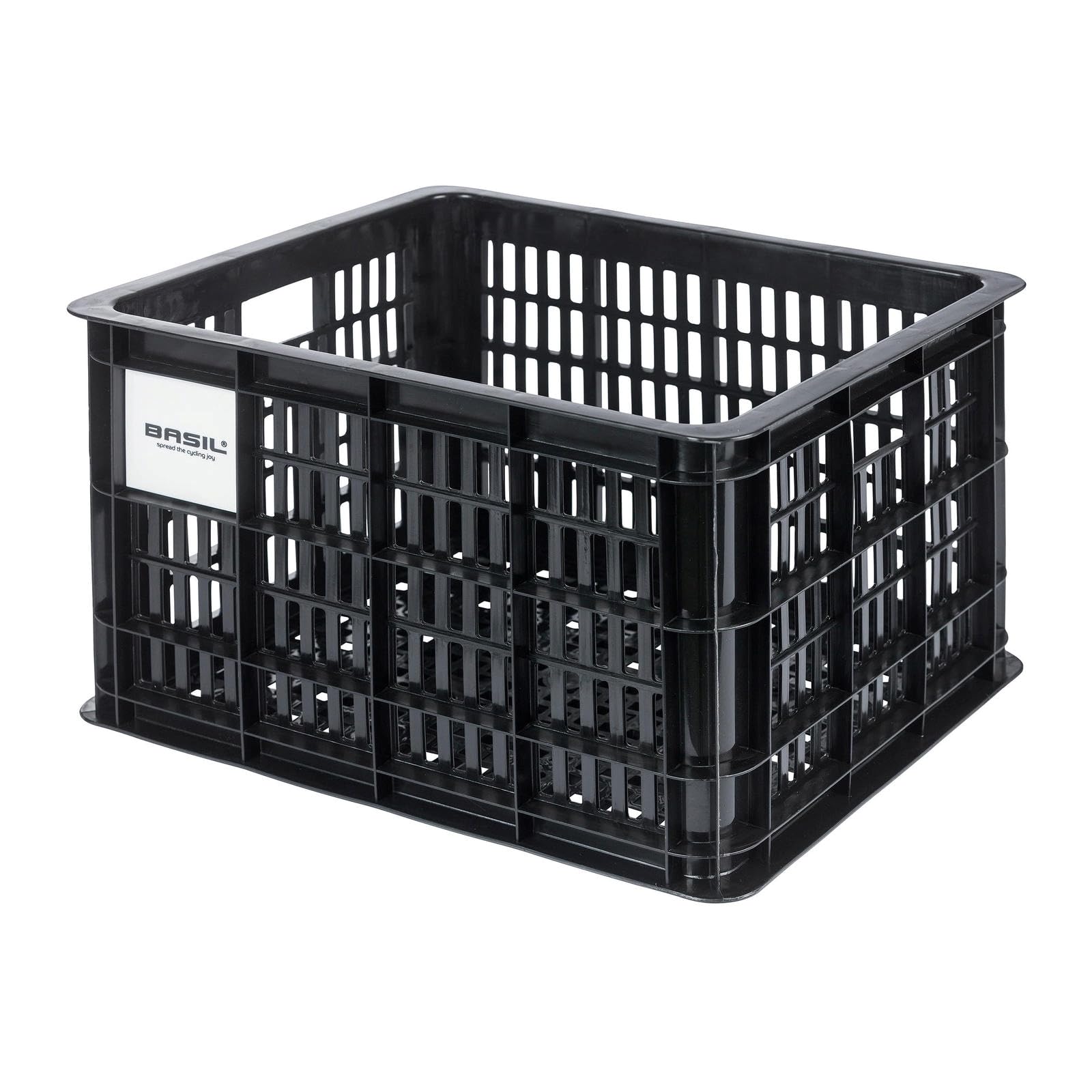 Basil MIK S 29.5L Recycled Plastic Black Bicycle Crate - Suitable for Women, Men and Kids Bikes - Includes Lockable MIK Adapter Plate