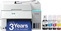 Epson EcoTank ET-3950 Impressora supertank colorida sem fio com até 3 anos de tinta, tanques recarregáveis, perfeita para escritório em casa, 18 PPM, tela colorida de 6 cm, alimentador automático de