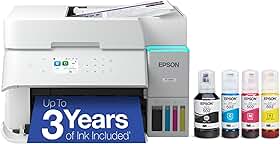 Epson EcoTank ET-3950 Impressora supertank colorida sem fio com até 3 anos de tinta, tanques recarregáveis, perfeita para escritório em casa, 18 PPM, tela colorida de 6 cm, alimentador automático de