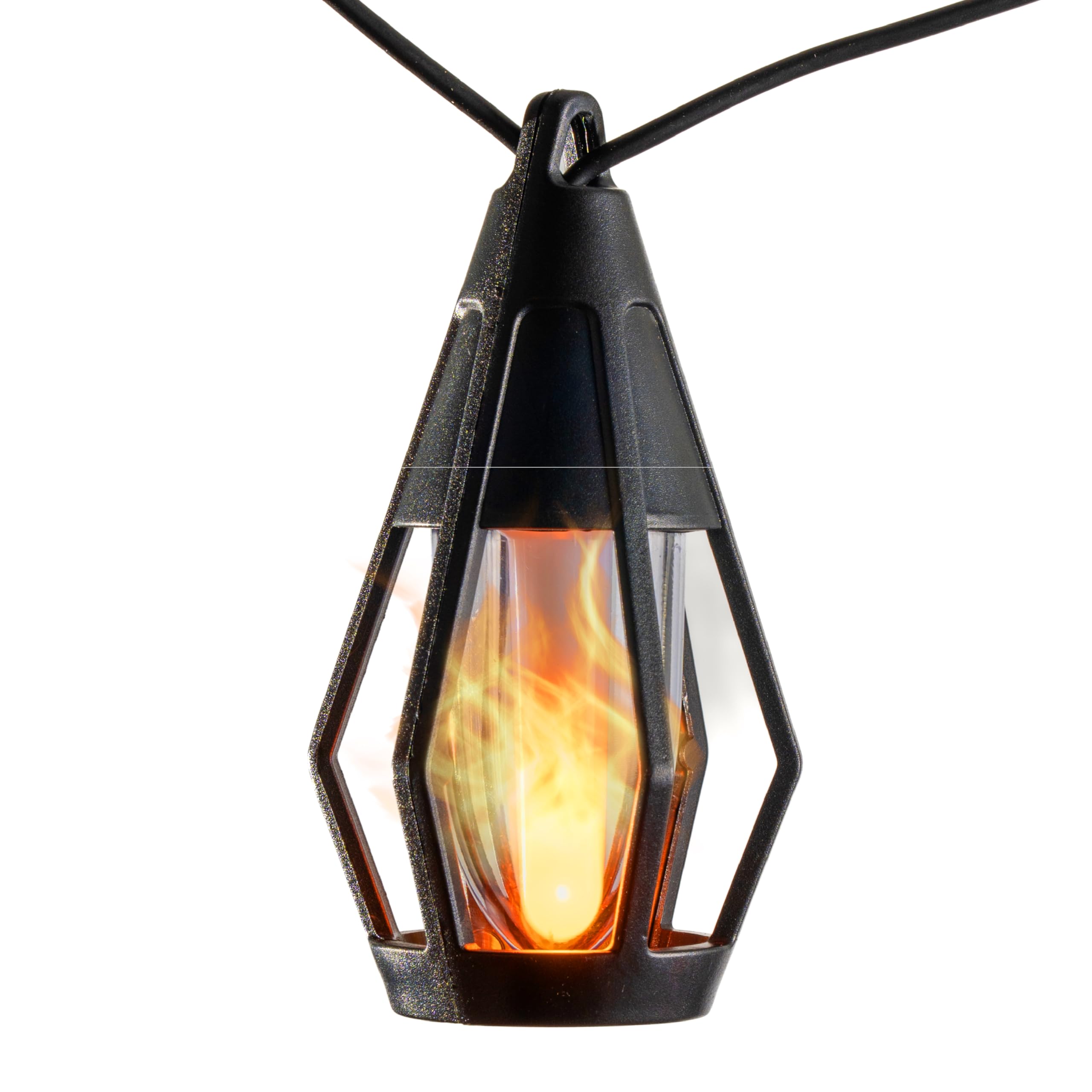 Solar Lichterkette Außen Wasserdicht - 10 flackernde LED Birnen mit patentiertem Flammeneffekt, 6.4 m solarbetriebene Solar-Hängeleuchten Außen für Terrassen, Veranden, Zäune, Gärten & dekoratives
