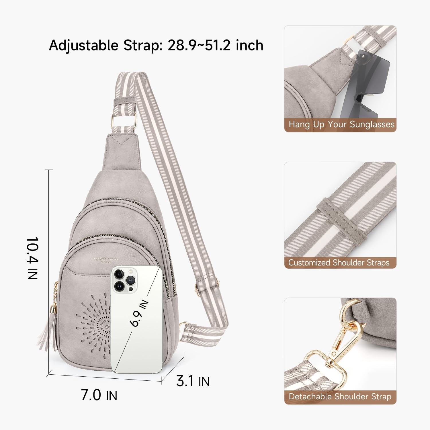 APHISON Small Sling Bag Cell Phone Purse Vegan Leather Fanny Crossbody Bag for Women Trendy Chest Backpack Adjustable Strap | Small, Vegan Leather, Fanny, Trendy, Adjustable Strap - Image 4